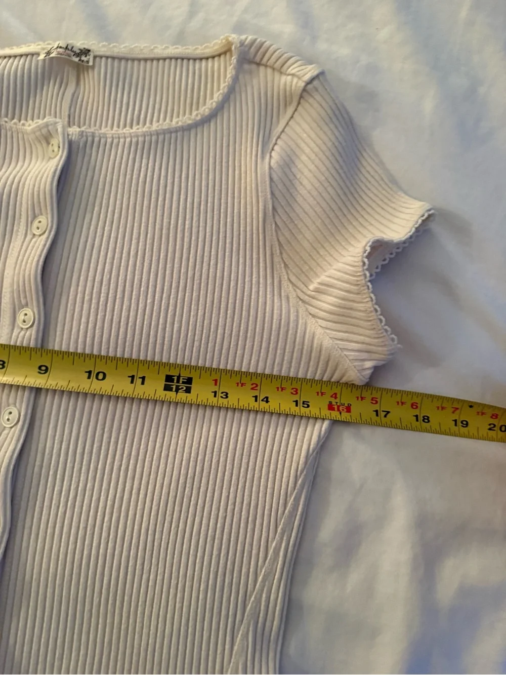 Free People Intimately Cream Ribbed Button Front Top Size XS/S